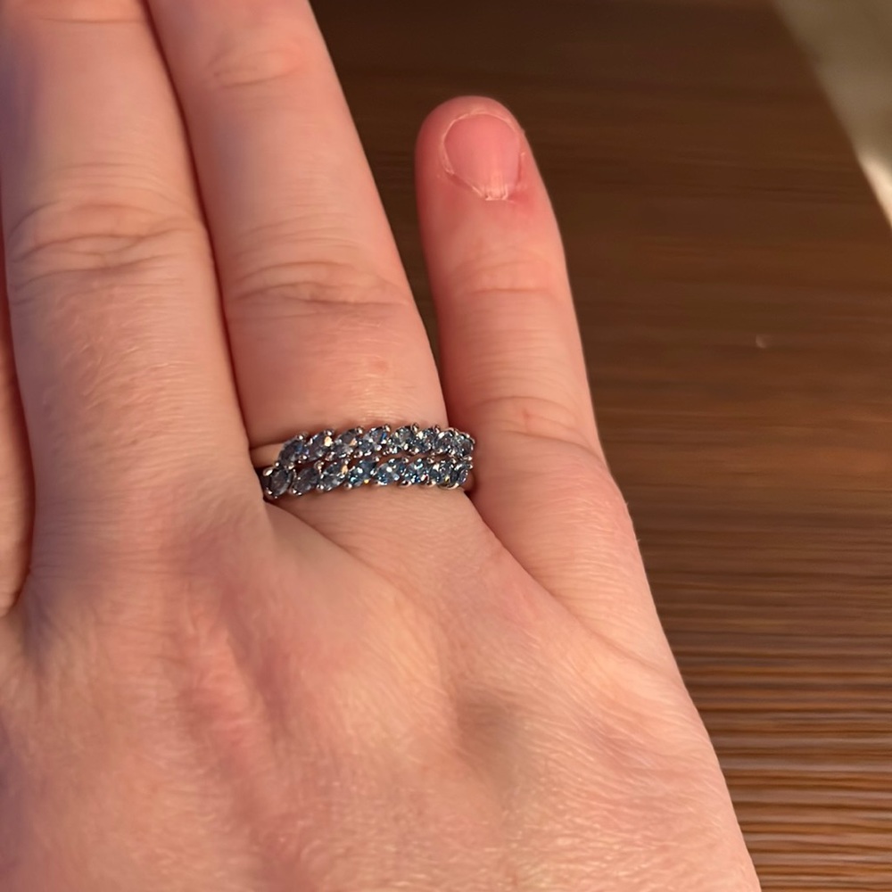 Stunning light blue sapphire blue cubic zirconia band set! Both rings included!!